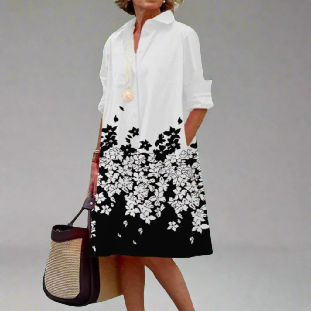 Zinnia Dames Midi-jurk met Bloemenprint en Lange Mouwen