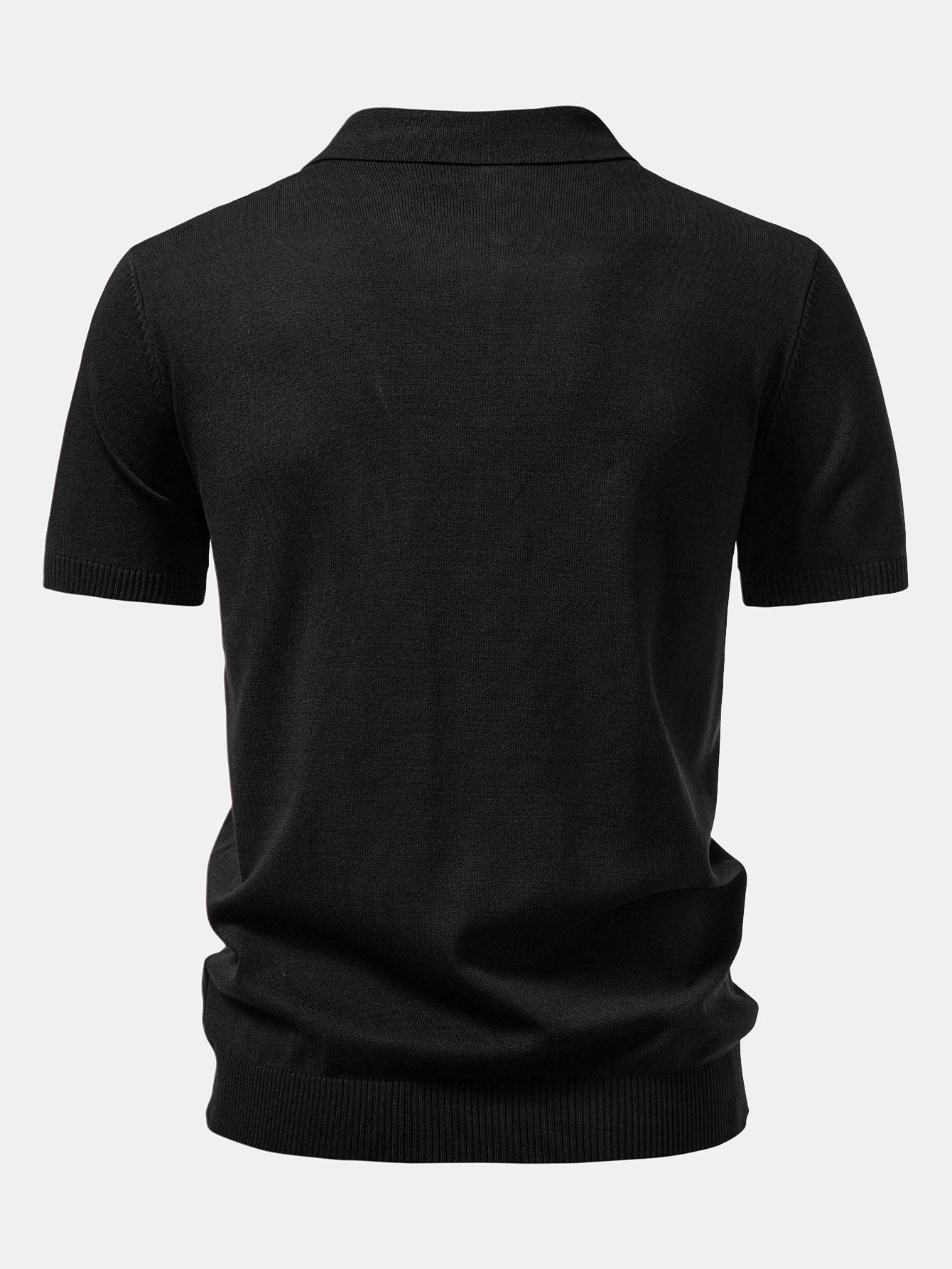 Twisted Jacquard Knit Zip Polo Shirt