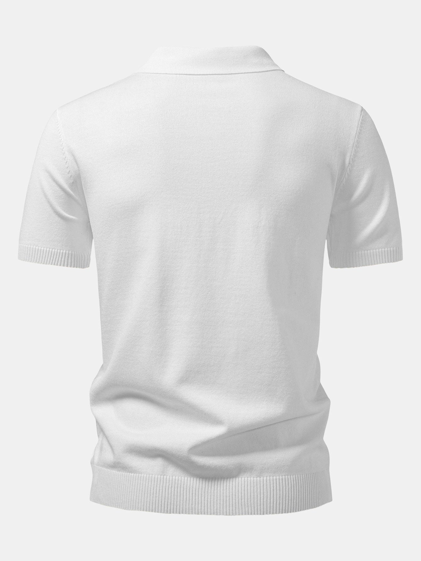 Twisted Jacquard Knit Zip Polo Shirt
