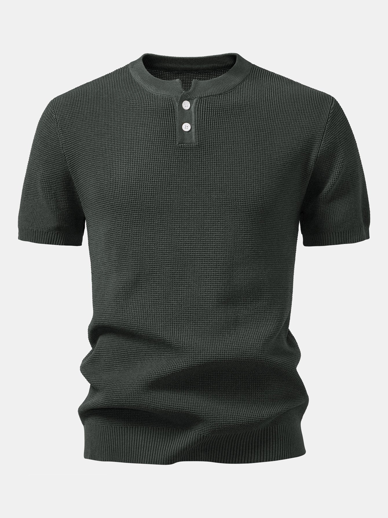 Waffle Knit Henley Shirt