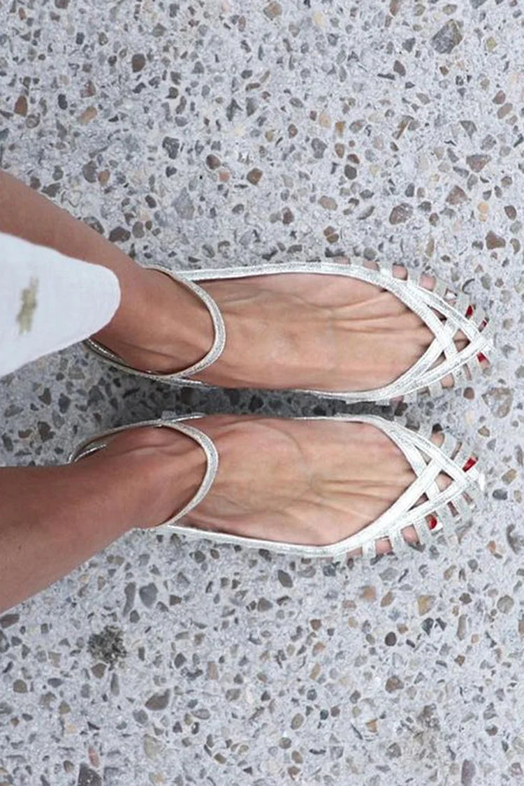 GIADA| Elegante gevlochten ballerina met enkelbandje voor een verfijnde stijl