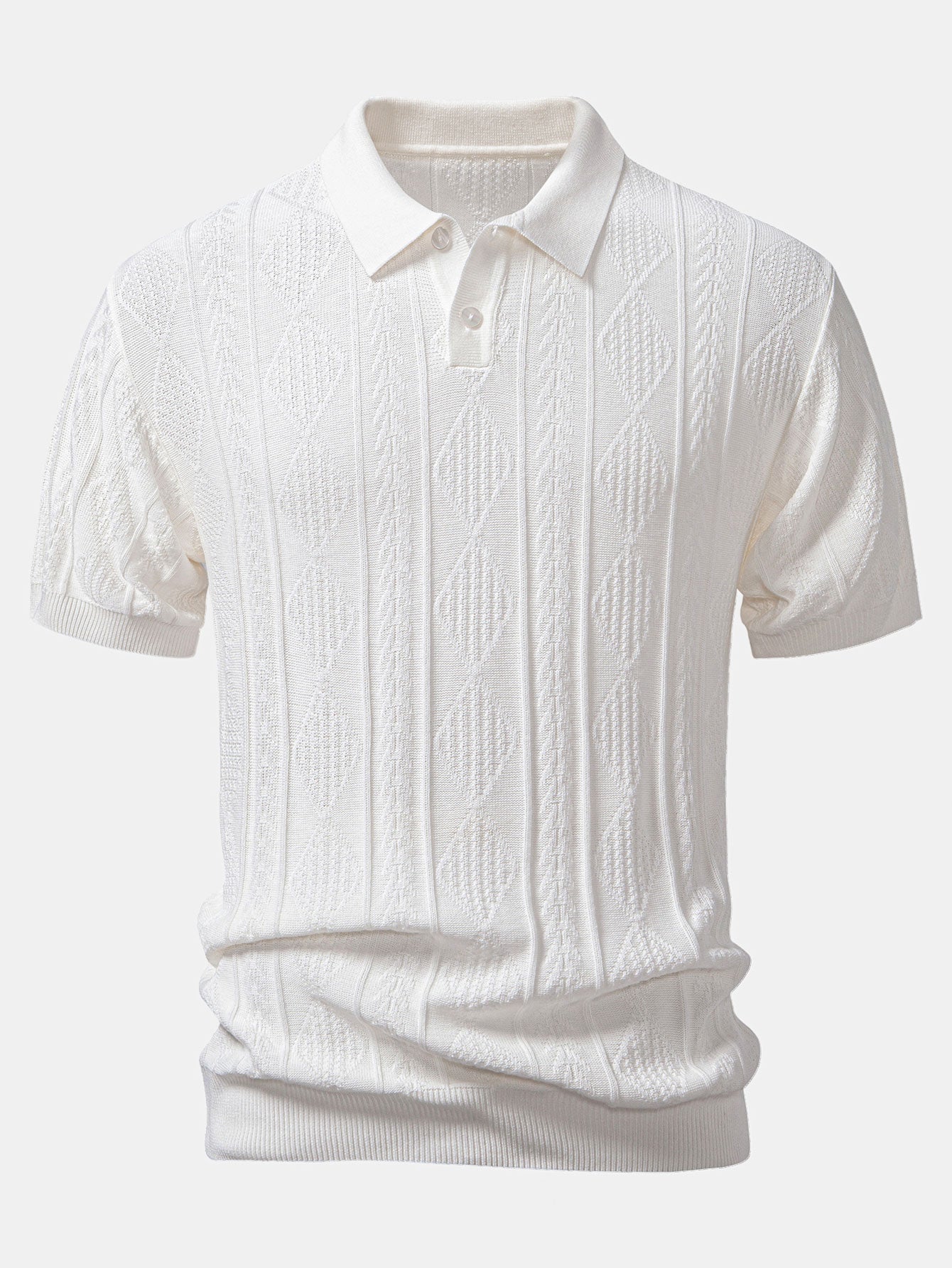 Geometric Jacquard Knit Polo Shirt