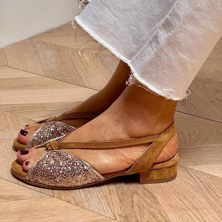 LUCREZIA | Elegante Glittersandalen met Lage Zool voor een Chic en Comfortabel Uiterlijk