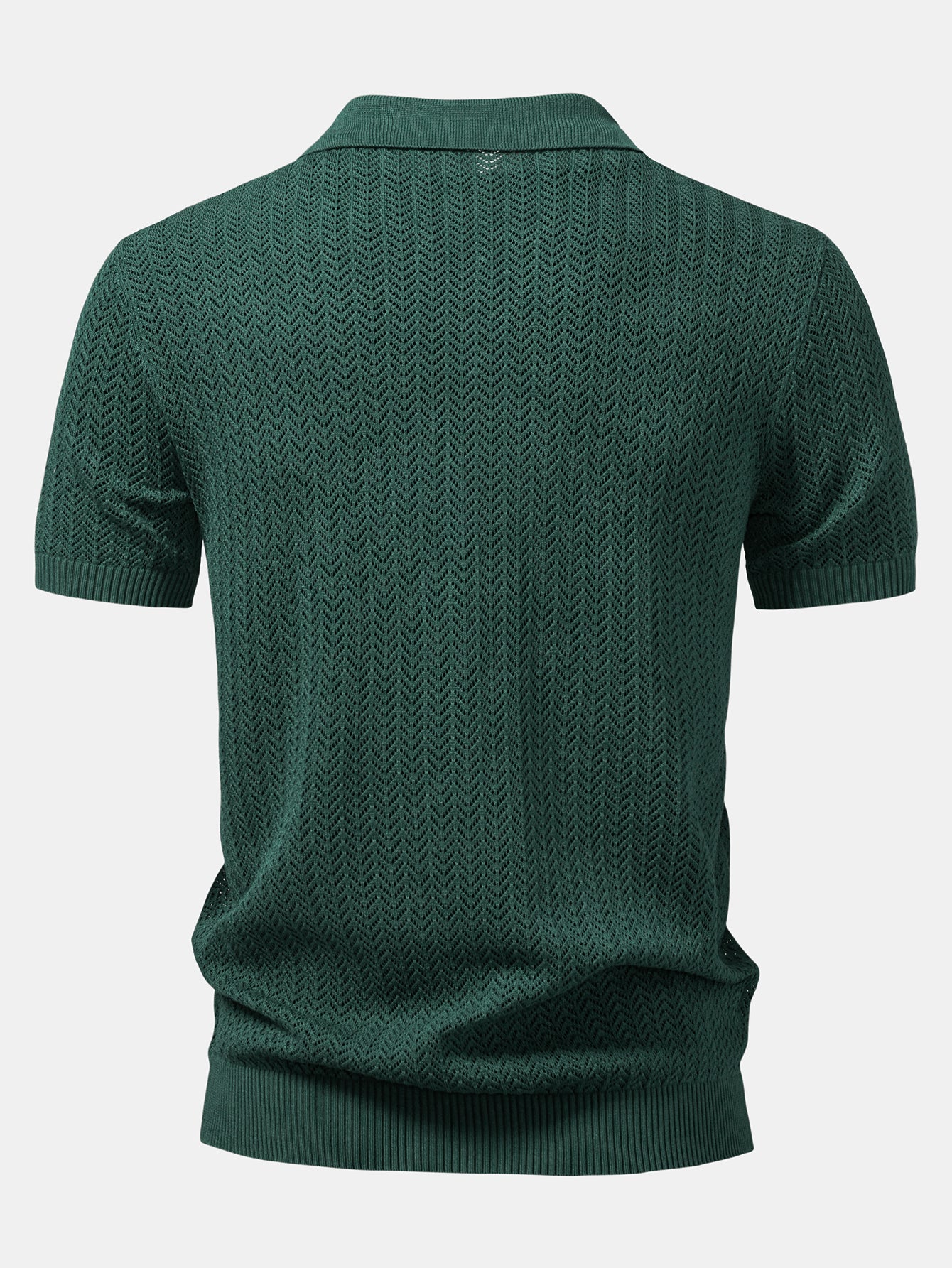 Gehaakt V-hals Polo Shirt met Structuur