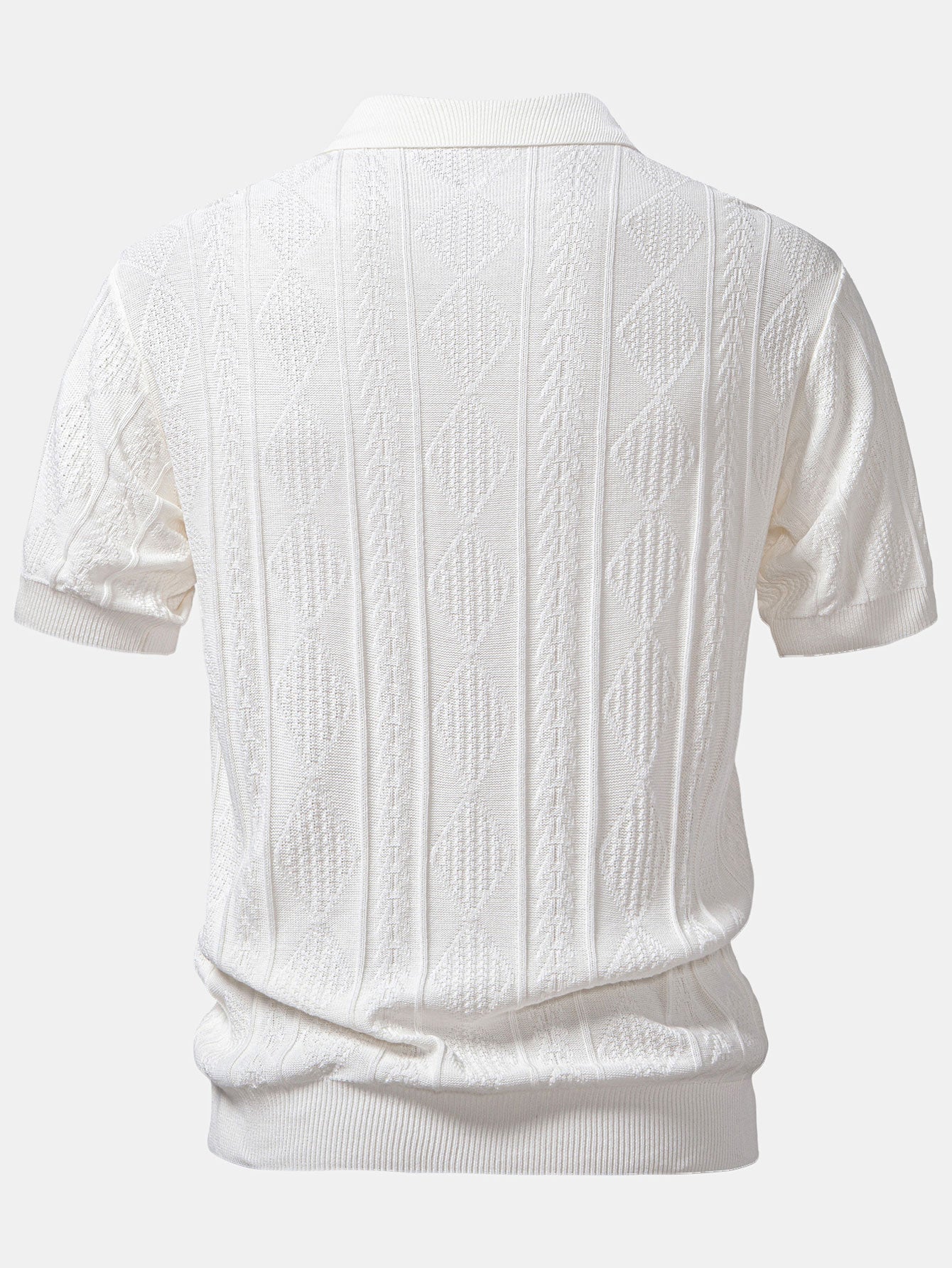 Geometric Jacquard Knit Polo Shirt