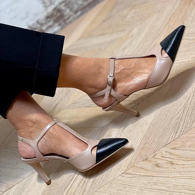 MIRELLA | Elegante Bicolor Puntige Décolleté voor een Verfijnde Stijl