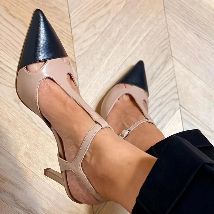 MIRELLA | Elegante Bicolor Puntige Décolleté voor een Verfijnde Stijl