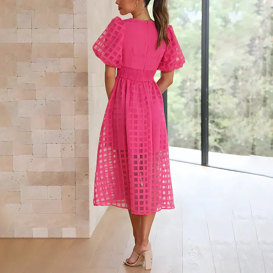 Cindy™ | Klassieke Midi-jurk met Ballonmouwen