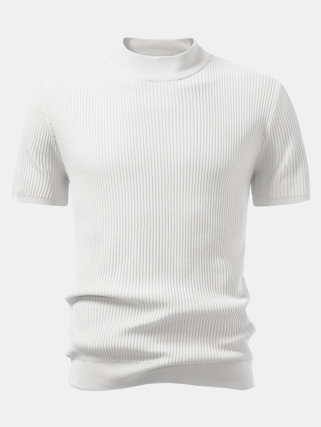 Geribbelde Coltrui - Gebreide T-shirt