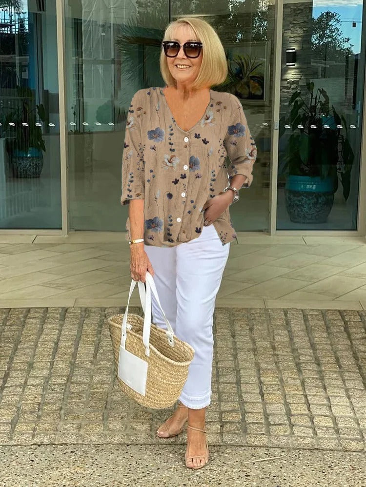 Barbara™ | Katoenen en Linnen Bloemen Top