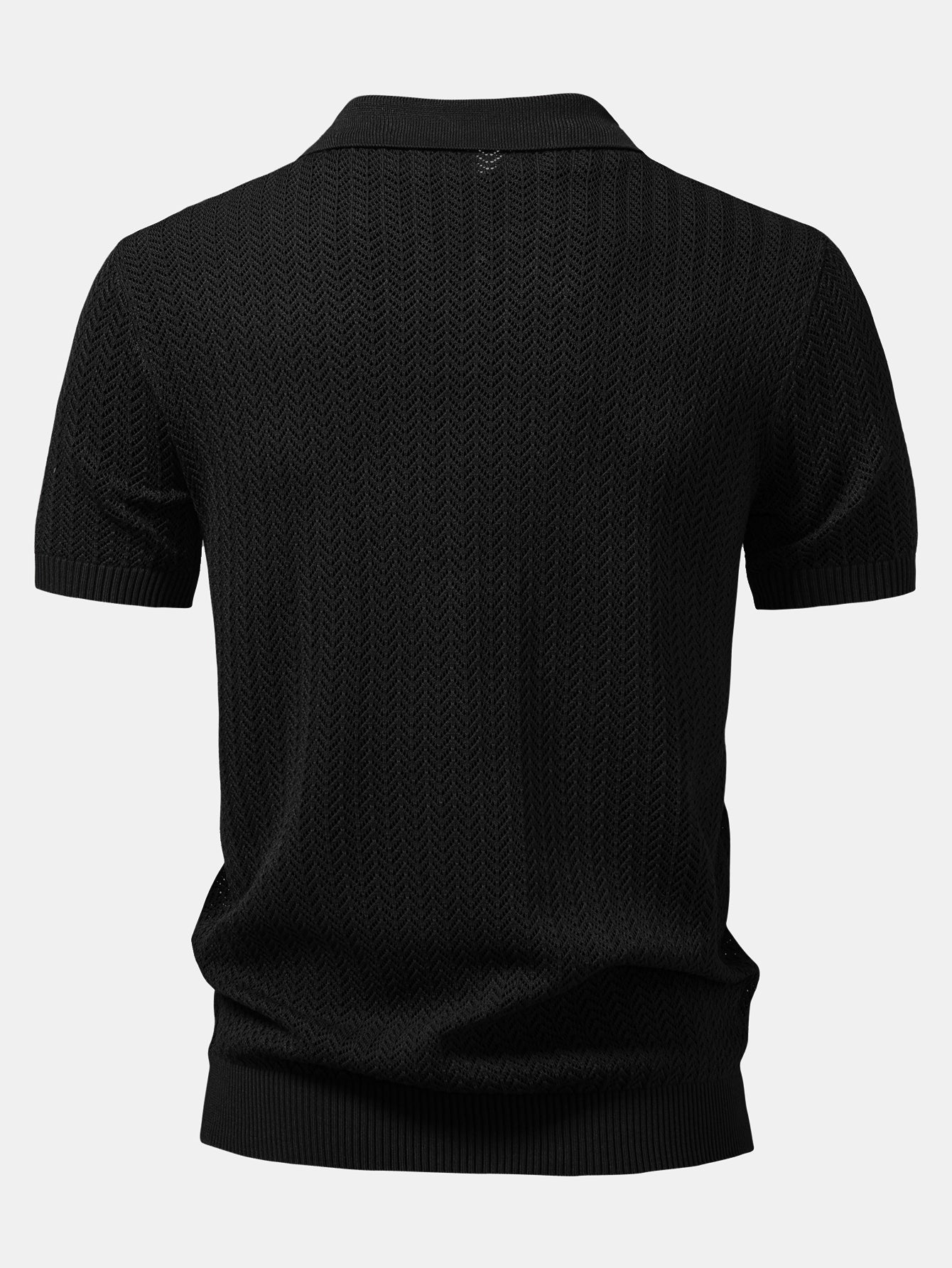 Gehaakt V-hals Polo Shirt met Structuur