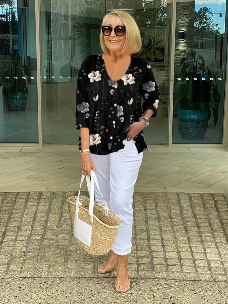 Barbara™ | Katoenen en Linnen Bloemen Top