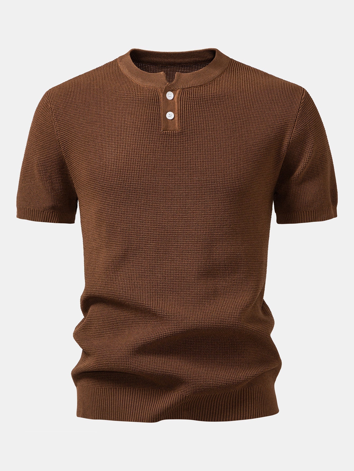 Waffle Knit Henley Shirt