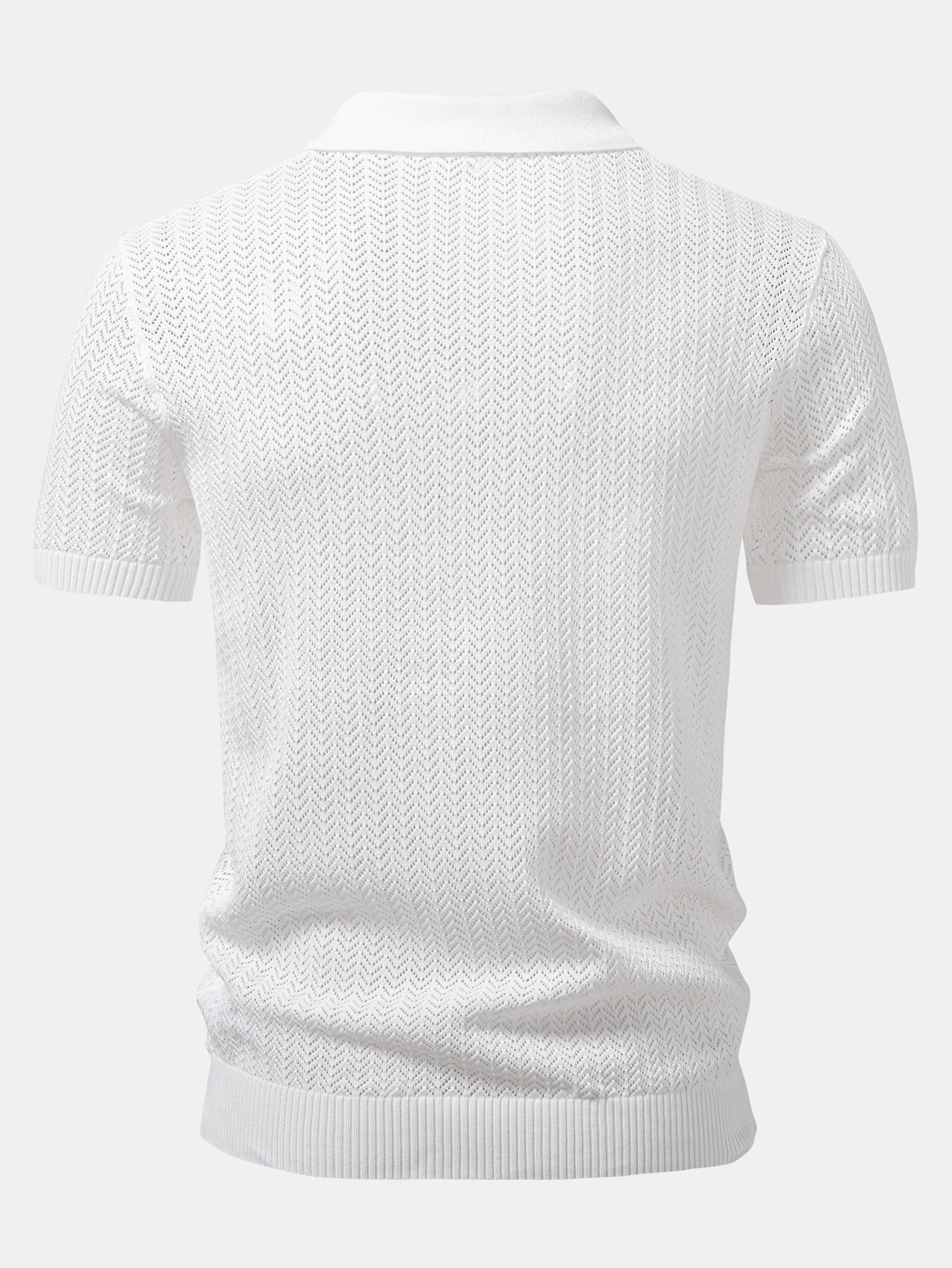 Gehaakt V-hals Polo Shirt met Structuur