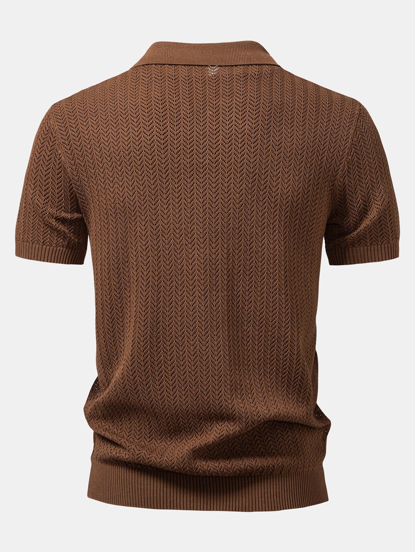 Gehaakt V-hals Polo Shirt met Structuur