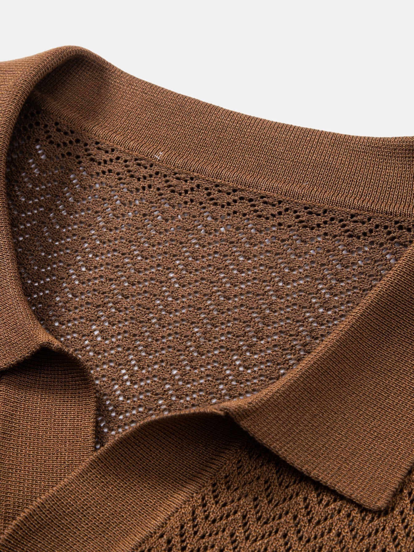 Gehaakt V-hals Polo Shirt met Structuur