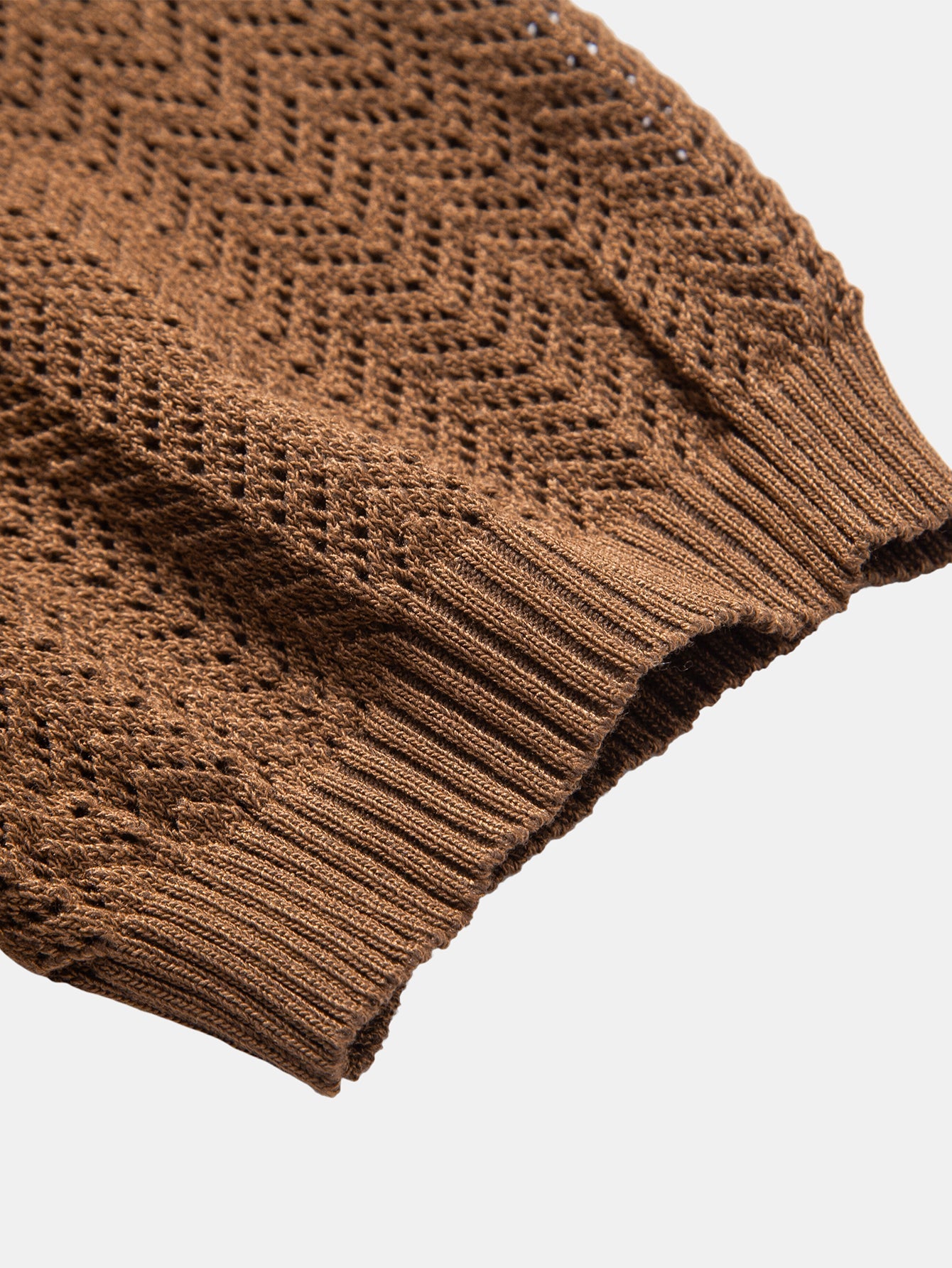 Gehaakt V-hals Polo Shirt met Structuur
