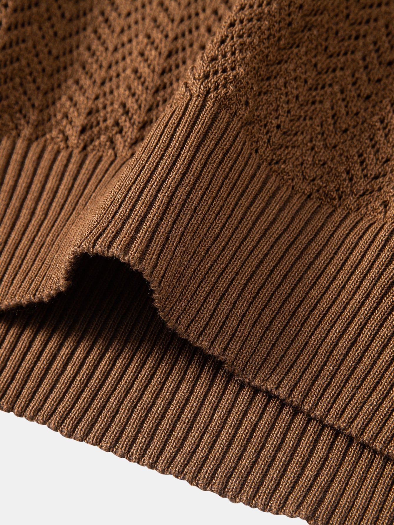 Gehaakt V-hals Polo Shirt met Structuur