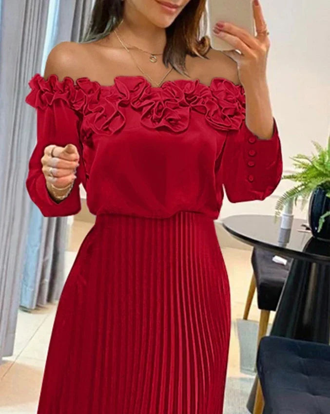 Aria™ | Maxi Jurk Off-Shoulder Fluttuante