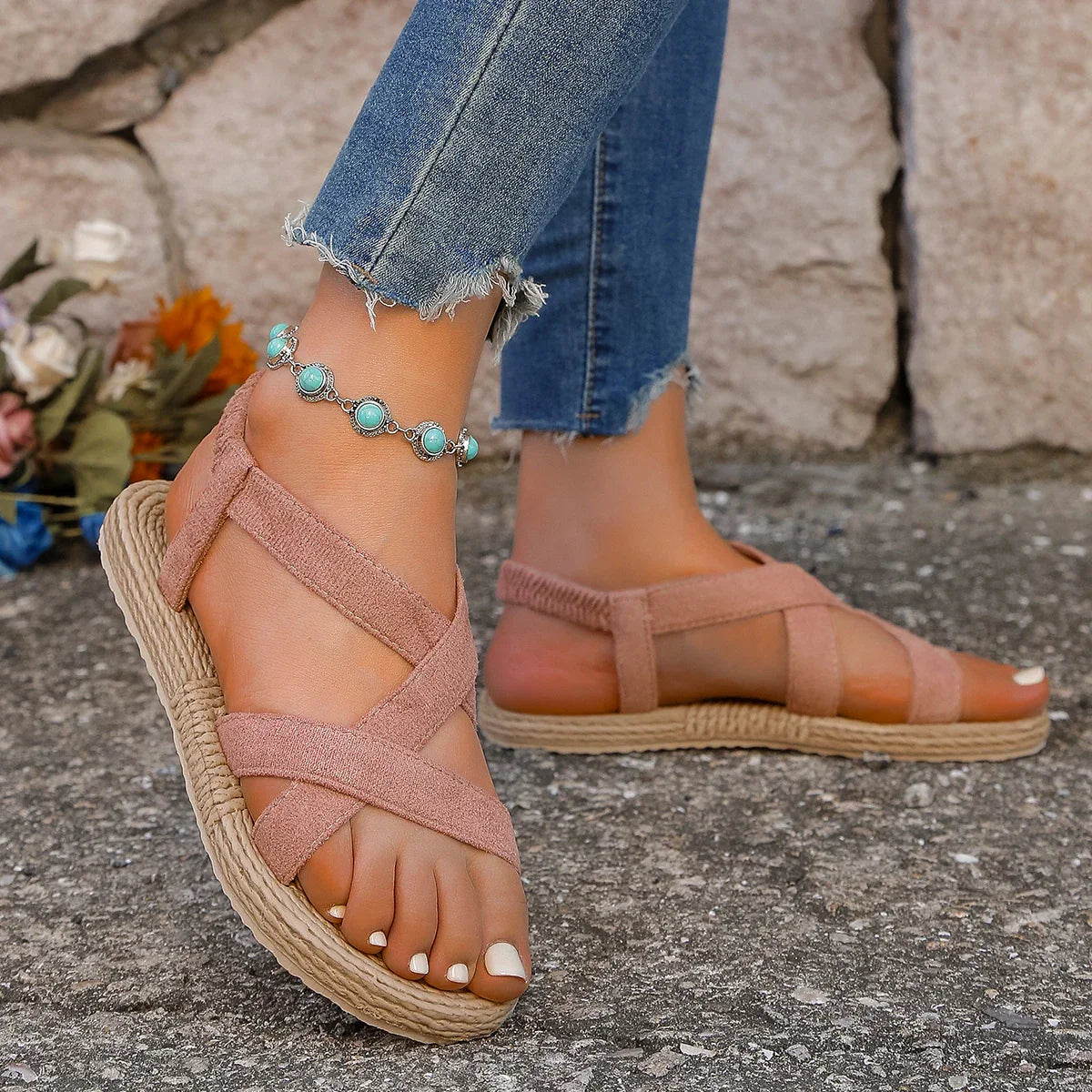LW™ | Alma – Lichte sandalen met elastische banden en een natuur geïnspireerde zool