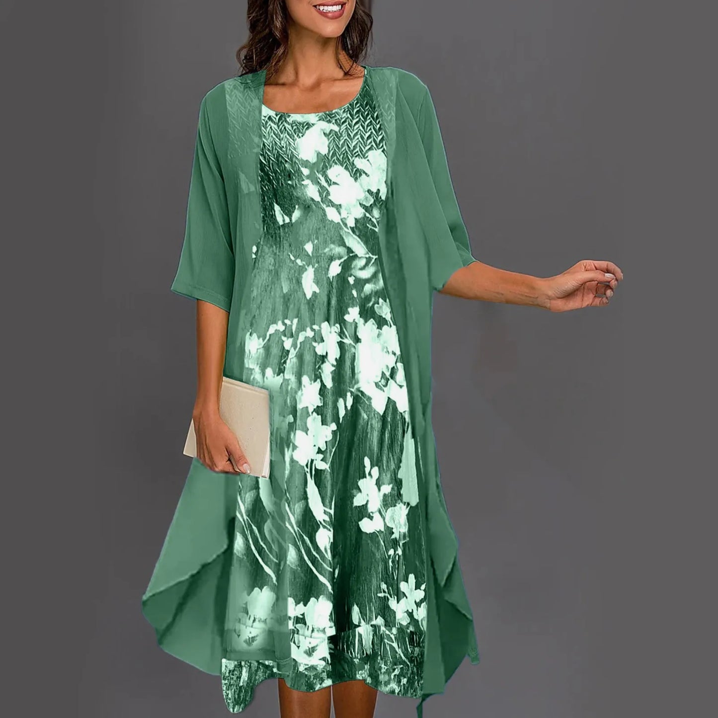 Aria™ - Elegante Bloemenprint Jurk Twee-delige Set