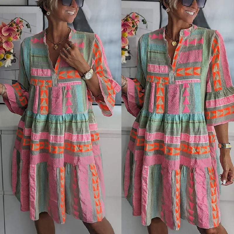 Ava - Chic V-hals Katoen Hennep Zomerjurk