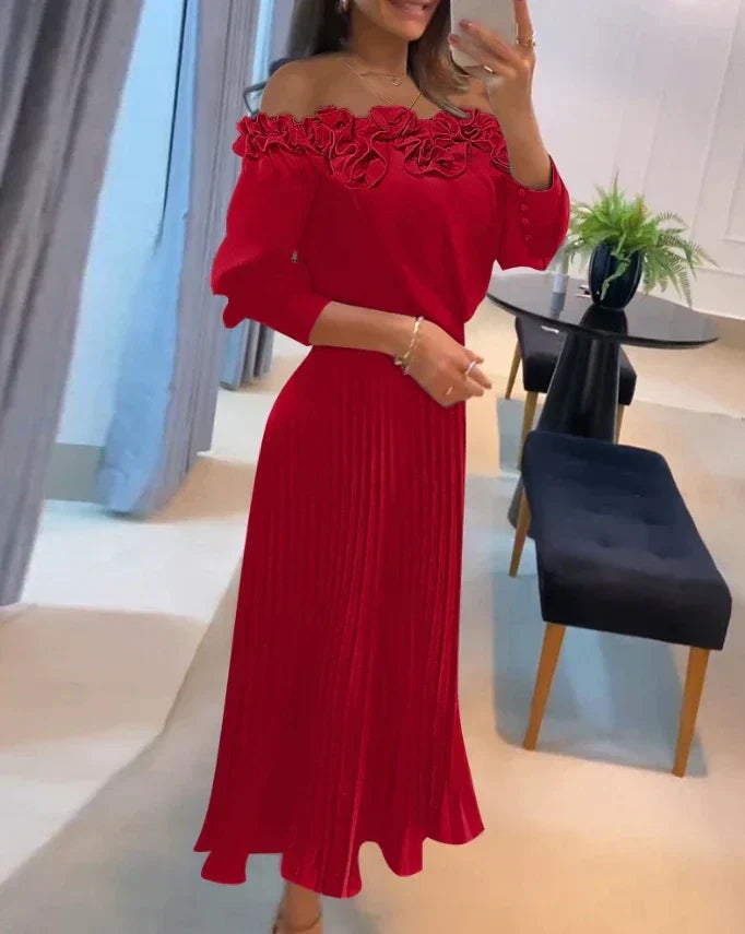 Aria™ | Maxi Jurk Off-Shoulder Fluttuante