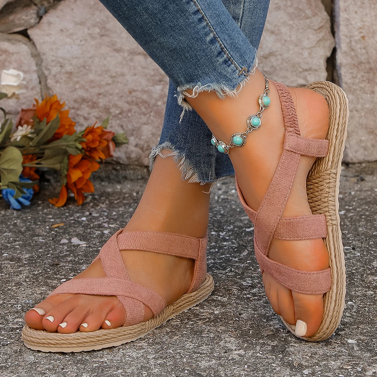 LW™ | Alma – Lichte sandalen met elastische banden en een natuur geïnspireerde zool
