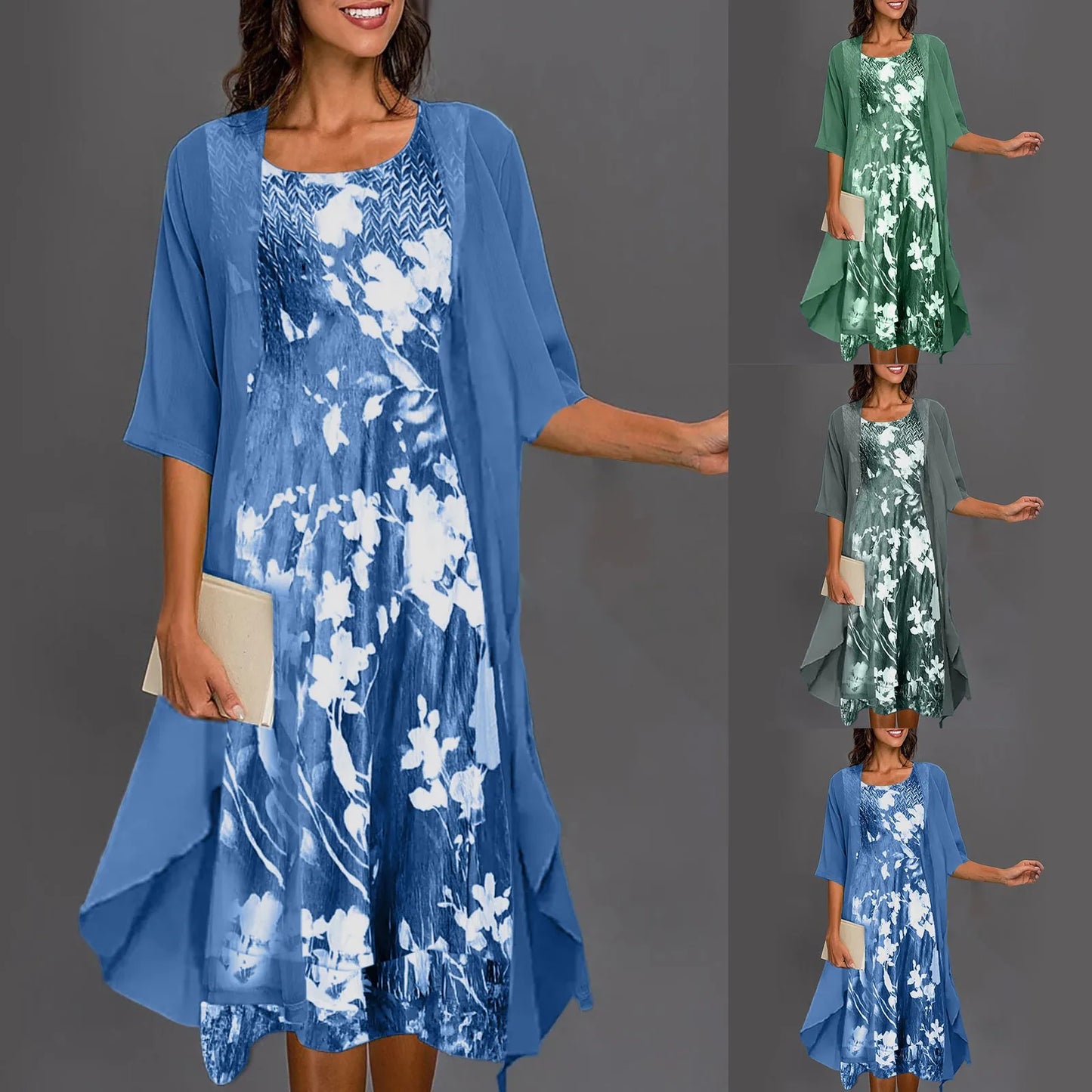 Aria™ - Elegante Bloemenprint Jurk Twee-delige Set