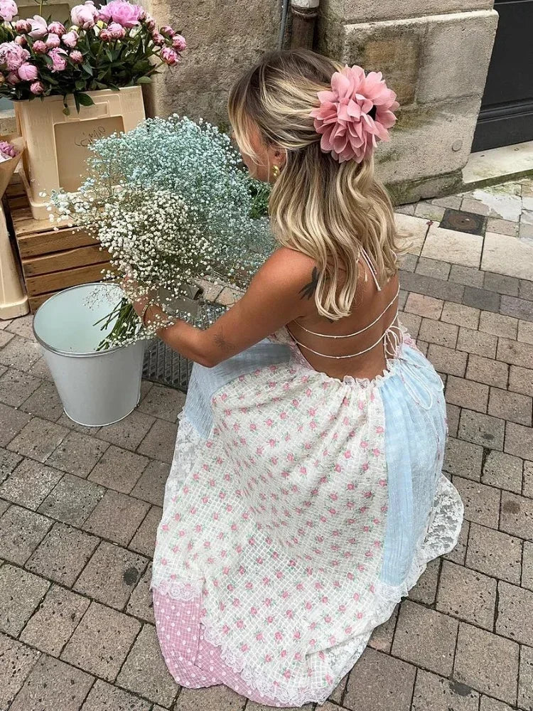 Viviana™ | Patchwork Jurk met Schouderbandjes