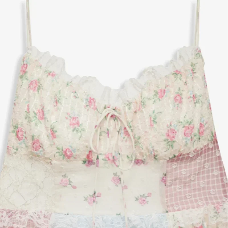 Viviana™ | Patchwork Jurk met Schouderbandjes