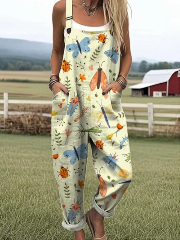 LW Jumpsuit met leuk insectenpatroon en kunstdruk voor vrouwen