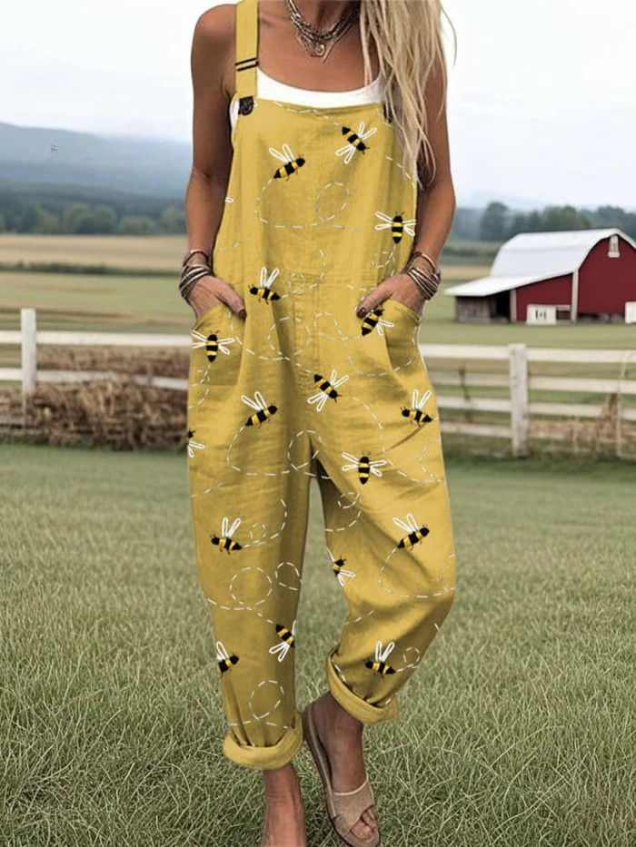 LW | Jumpsuit met borduurschema van vliegende bijen voor vrouwen