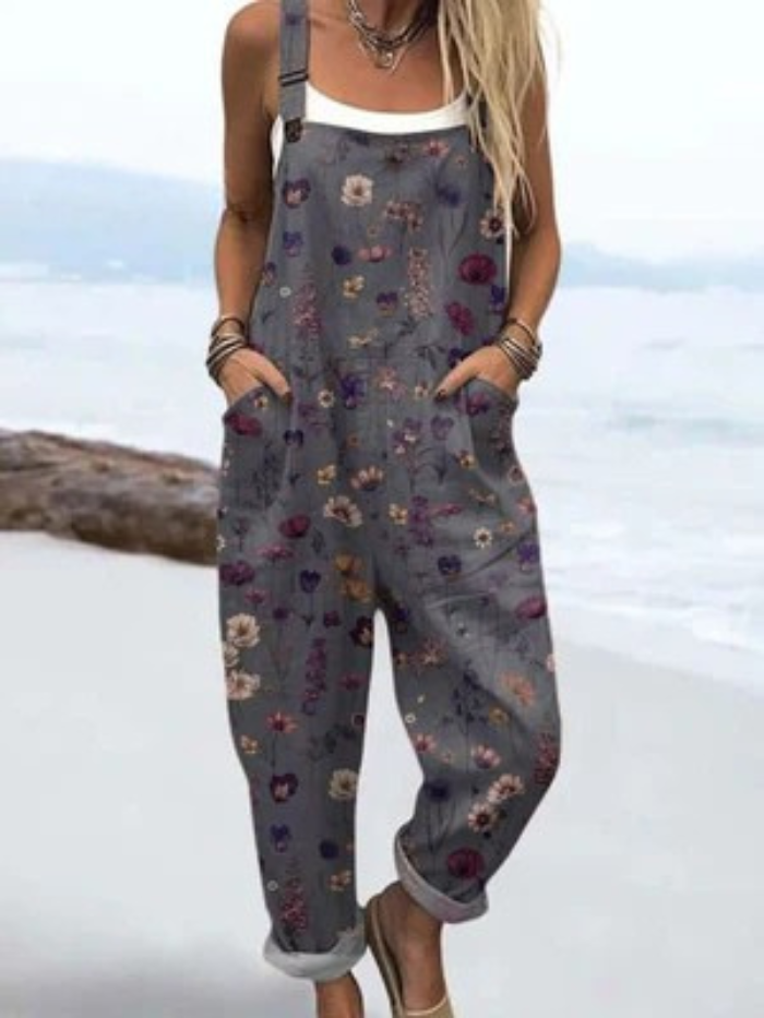 LW | Jumpsuit met vintage bloemen en kunstdruk voor vrouwen