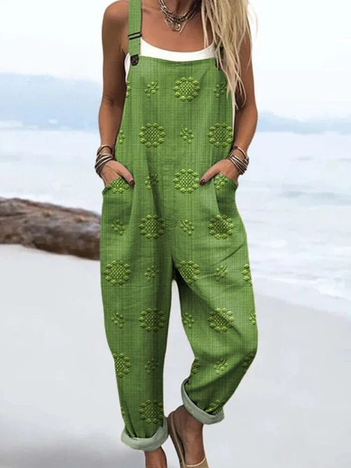 LW | Jumpsuit met vintage bloemenprint en kunstdruk voor vrouwen