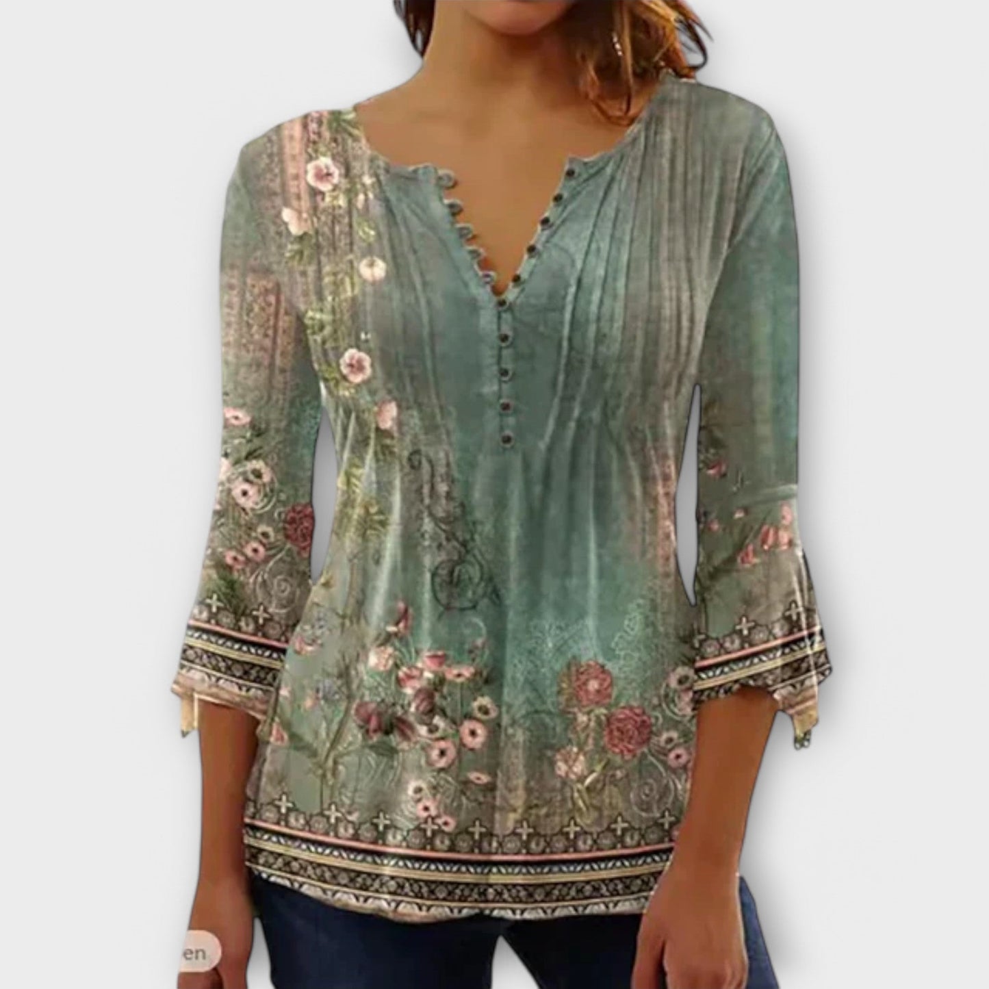 Juliane - V-hals Blouse met Mouwen