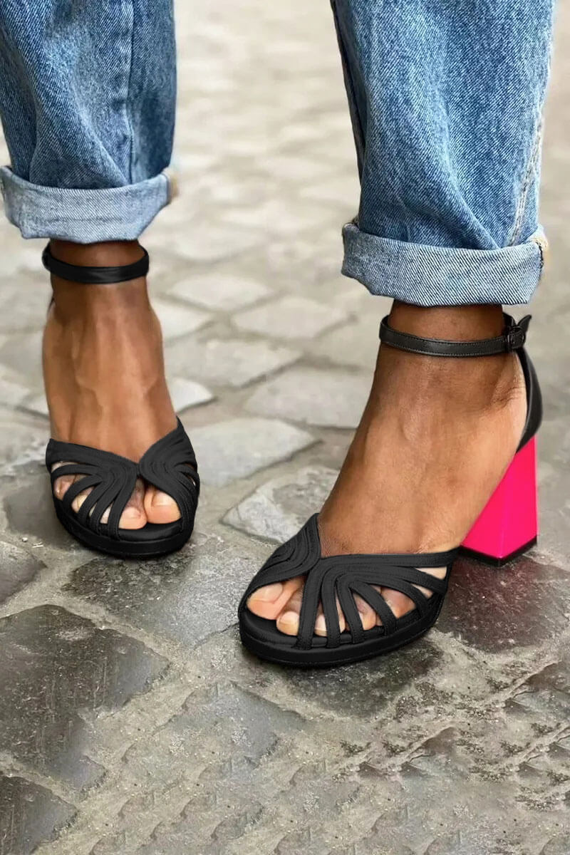 LUMA | Elegante Metallic Sandalen met Fluorescerende Hak voor een Unieke Stijl