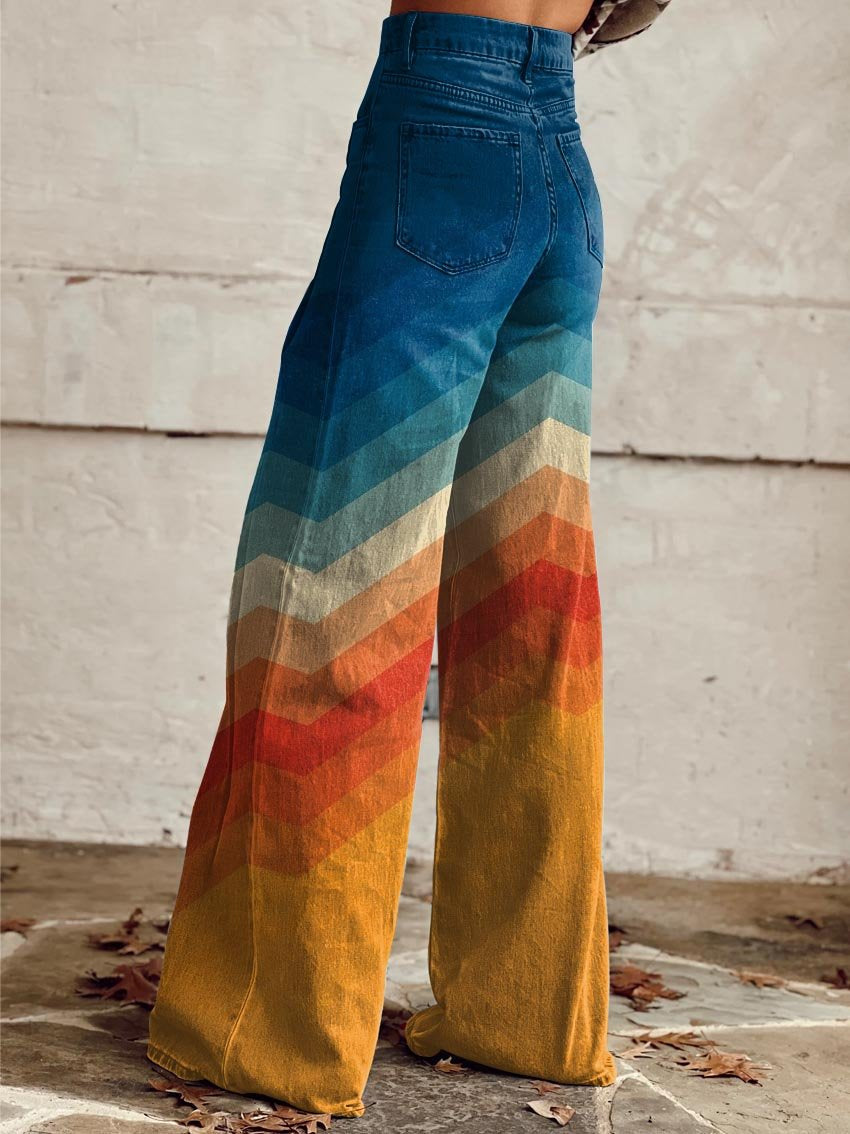 Jodie | Sunset Chevron Wide-Leg Broek