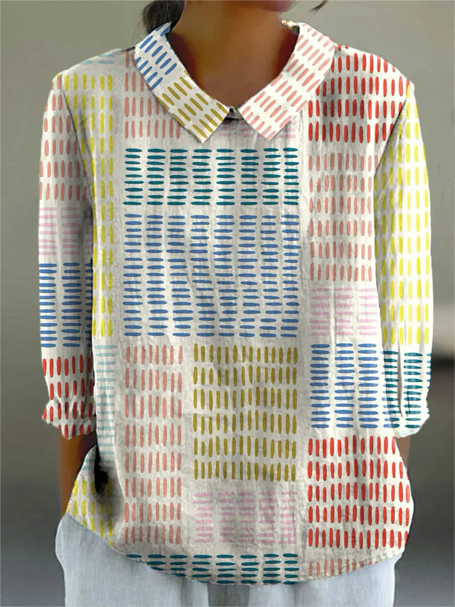 Inès – Pastel Graphic Blouse