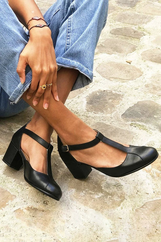 RACHELE | Elegante T-strap met lage hak voor een verfijnde look