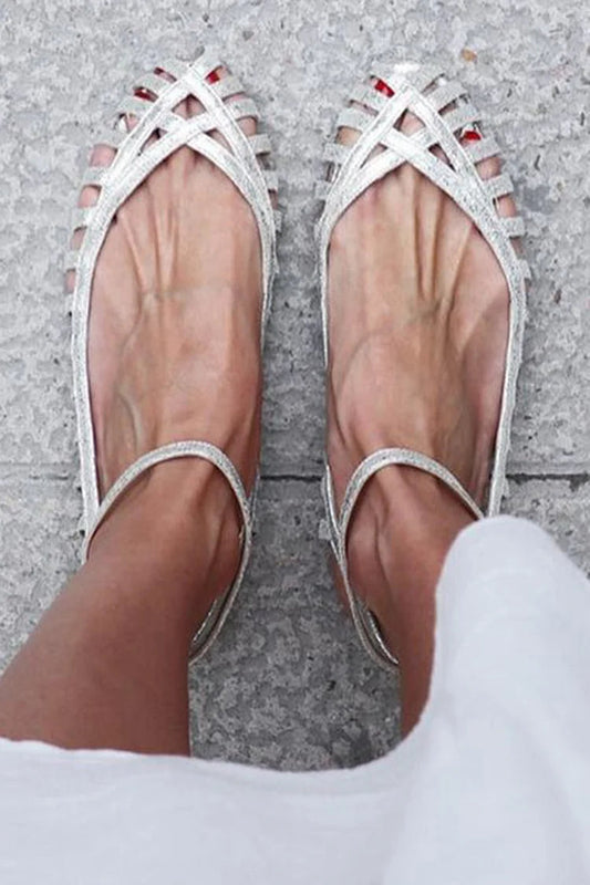 GIADA| Elegante gevlochten ballerina met enkelbandje voor een verfijnde stijl
