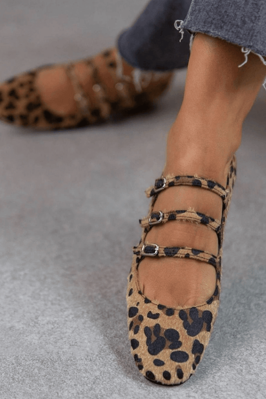 LEOPARDINA | Elegante ballerina's met dierenprint bandjes voor een onweerstaanbare stijl