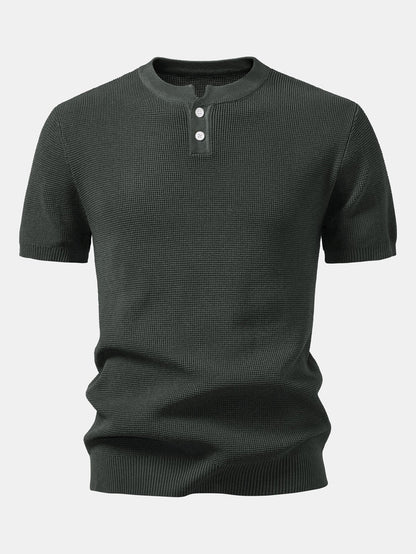 Waffle Knit Henley Shirt