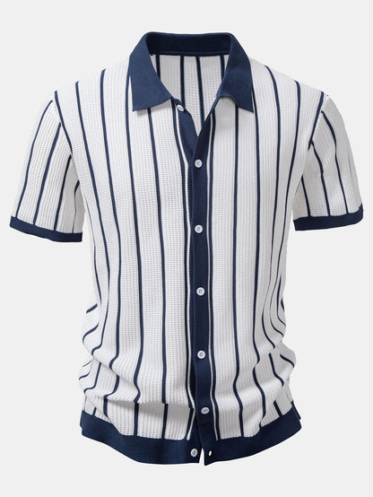 Gestreept gebreid shirt met knopen