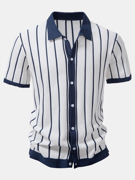 Gestreept gebreid shirt met knopen