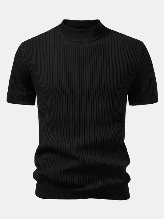 Geribbelde Coltrui - Gebreide T-shirt