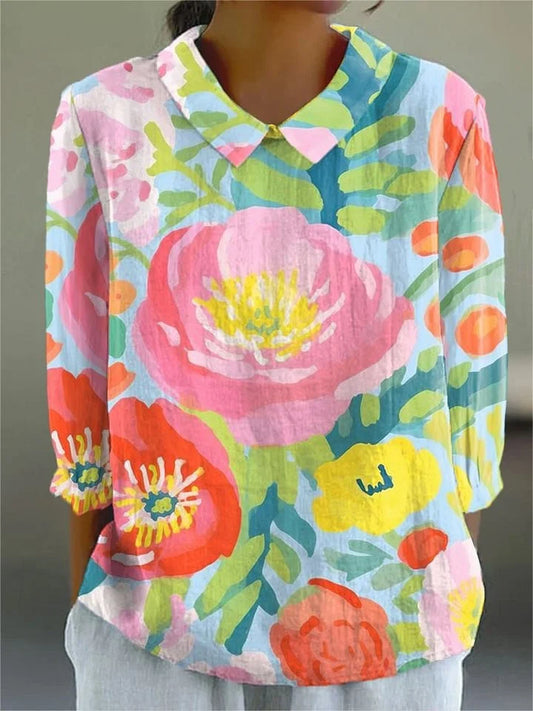 Manon – Blouse with Watercolor Floral Design