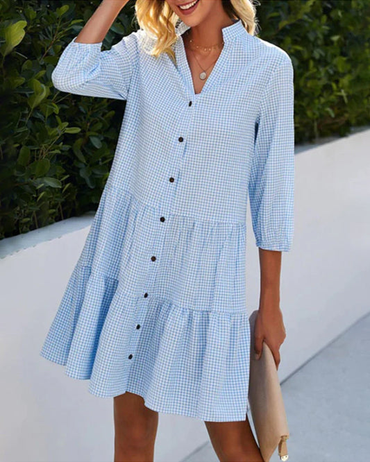 Hilda™ - Prachtige Blauwe Midi-jurk voor Dames