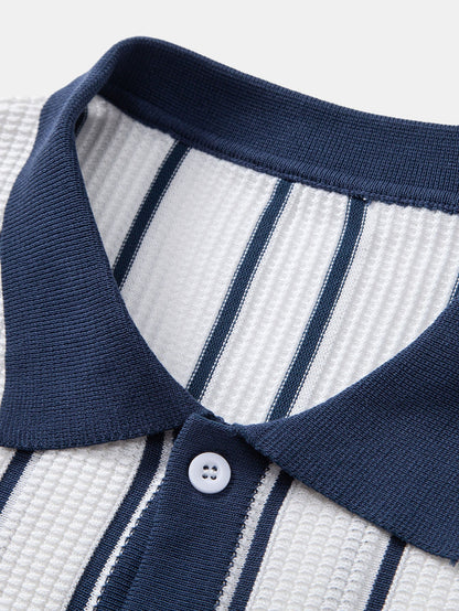 Gestreept gebreid shirt met knopen