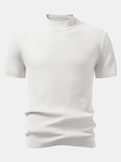 Geribbelde Coltrui - Gebreide T-shirt